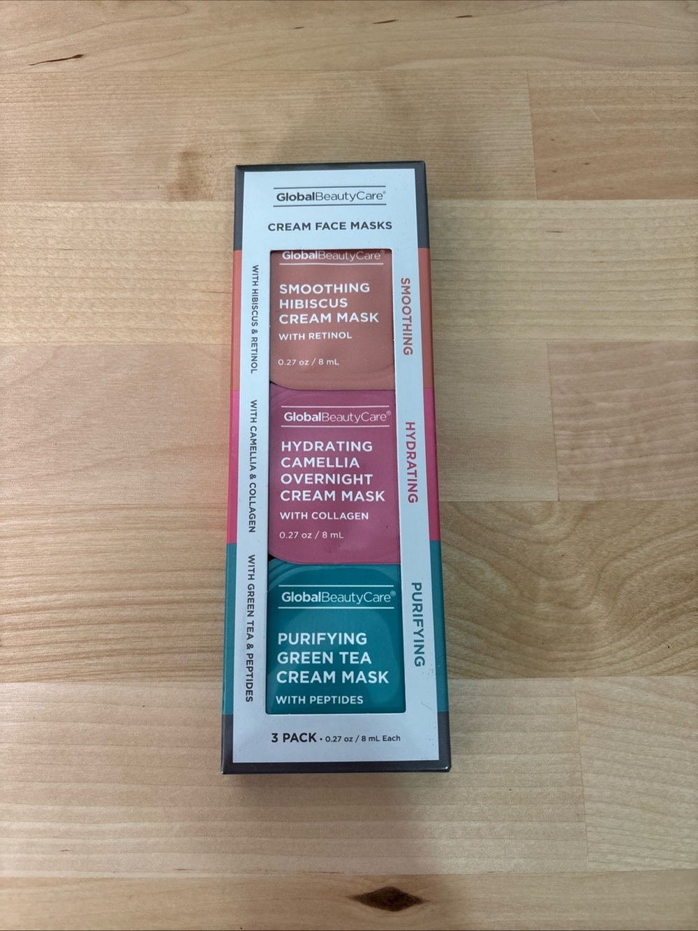 GlobalBeautyCare 3-Pack Women’s Cream Face Masks - Pink, Coral & Teal